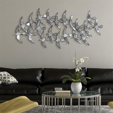SOLID STORAGE SUPPLIES R Flock Hand Painted Etched Metal Wall Sculpture SO2090194